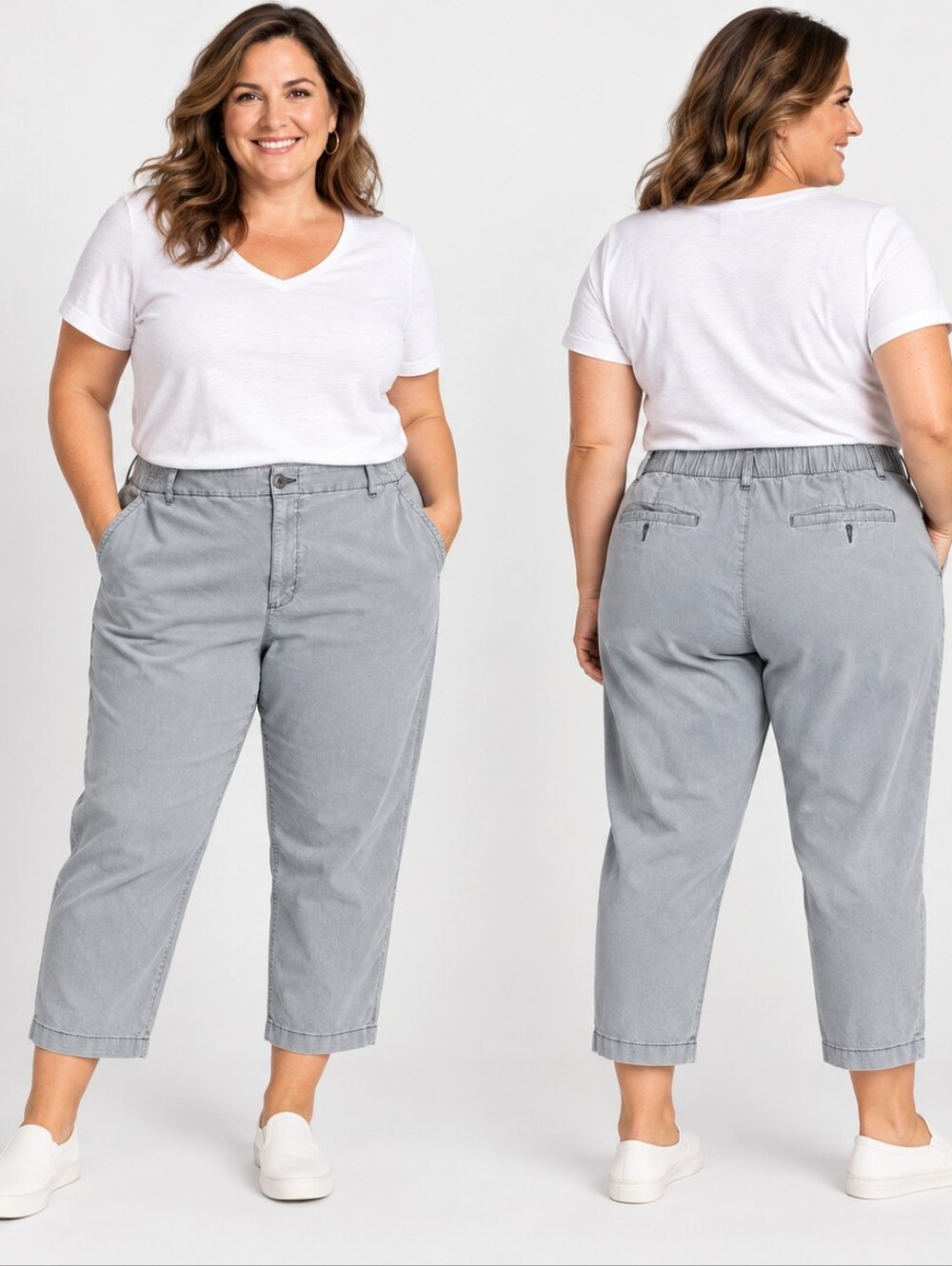 Old Navy High-Rise OG Chino 3X Gray Cropped Pants Casual Minimalist Coastal